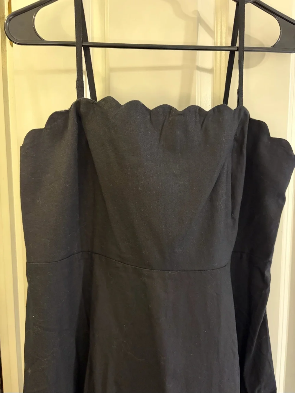 GAP Black Scalloped-Edge Midi Dress with Thin Straps - Picture 3 of 8